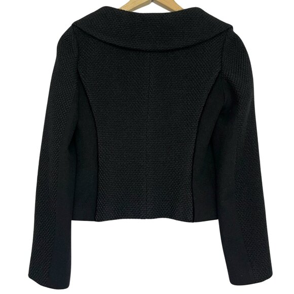 Ann Taylor Textured Wool Jacket Womens Size 0 Black Cropped Tailored Chic - Picture 7 of 11